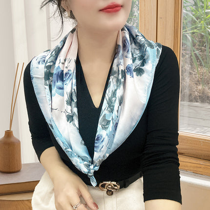 Spring and Summer 70cm Small Square Scarf Women's Autumn and Winter New Foreign Style Fashion All-match Shake Tone Same Scarf Scarf
