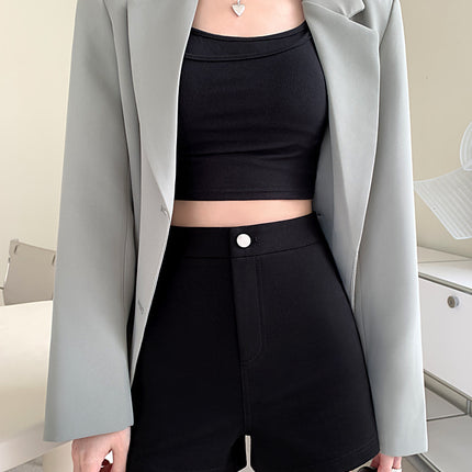 2025 Summer New Style Missing Shorts for Women Korean Style Petite Black Leggings Outerwear Jazz Girl Group