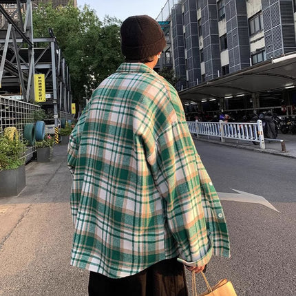 [Original Brushed Plaid] Plaid Shirt for Men, Spring and Autumn Casual Shirt, Couple's Outfit, Loose and Versatile Jacket for Men