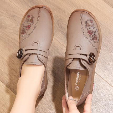 Mom's Shoes Are Comfortable and Non-Tiring, Suitable for Middle-Aged and Elderly Women, with Soft Soles, Non-Slip, Lightweight, Breathable Leather Shoes for Summer, Women's Sandals
