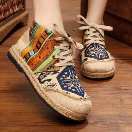 2026 Spring New Ethnic Style Women's Shoes College Style Breathable Comfortable Cotton and Linen Shoes Embroidered Shoes One Piece Wholesale