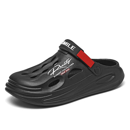 Cross-border plus size Hole Shoes Men's Trendy Wear-resistant Soft-soled Baotou Sandals Outer Wear Thick-soled Beach Men's Slippers Deodorant