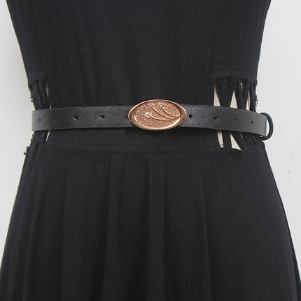 2022 summer New Belt Women's decorative all-match PU leather black belt women's leather