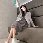 Silver gray cardigan + dress / One size fits all