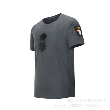 Summer Stretch Short-sleeved T-shirt Men's Loose plus size Tactical Short-sleeved Stretch Quick-drying Military Fan Training Suit T-shirt