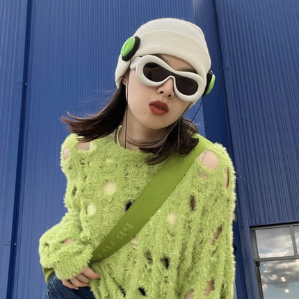 Y2K Hot Girl Sunglasses One-Piece Concave Shape Funny Sunglasses Inflatable Bread Expansion Sunglasses Candy Color Ins