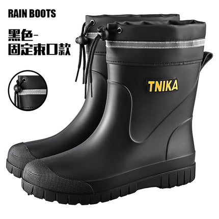 Men's Drawstring Multi-Height Outdoor All-Purpose Rain Boots 20/30/39 Medium-High Anti-Slip Fishing Wading Shoes Labor Protection Shoes