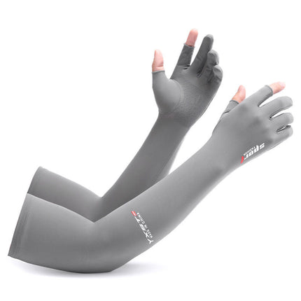 Ice Silk Sun Protection Extended Gloves for Men and Women, Two-Finger Exposed, Thin Summer Style, Non-Slip, for Cycling and Driving, Cooling Ice Sleeves