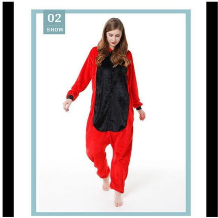 Mixed batch autumn and winter flannel adult cartoon conjoined animal pajamas red dinosaur home clothes toilet thickened wholesale