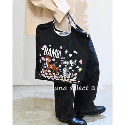 Summer New Japanese Embroidered ballchain Environmental Bag All-match Satchel Shopping Bag Shoulder Bag Canvas Tote Bag