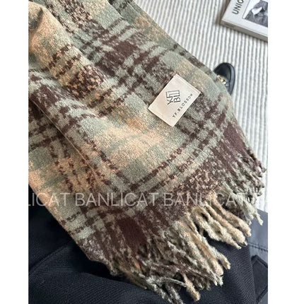 Factory new solid color haze blue scarf women's winter fluffy hair thickened students white students warm scarf