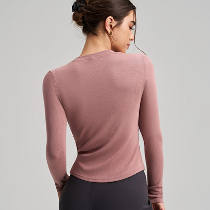 2026 New Yoga Long-Sleeve Top Slim Fit Slimming Sports Henley Shirt Sports Yoga Wear Running Fitness Long-Sleeve