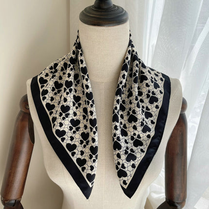 53 Spring and Autumn Korean-style Lightweight Green Checkerboard Double-layer Flat Horned Scarf Scarf Women's Hair Tie Bag