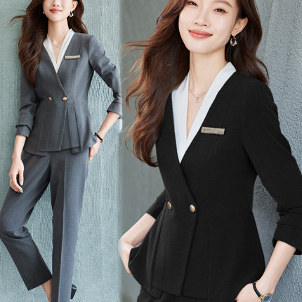 Black Suit suit Women's Business Wear Foruman Autumn and Winter Temperament Goddess Fan OL Tooling Jewelry Store Front Desk Work Clothes