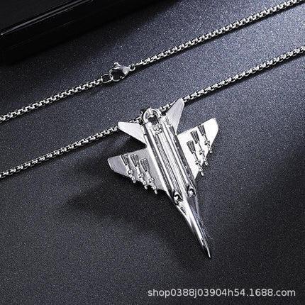 New J-20 Fighter Pendant Necklace Creative Aviation Aircraft Model Air Show Commemorative Small Gift Jewelry Wholesale