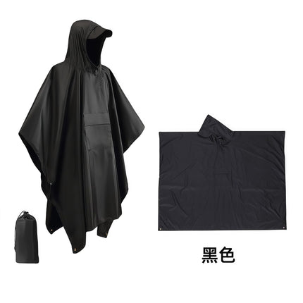 Outdoor Adult Poncho Raincoat for Hiking, Mountaineering, Fishing, Camping, Multifunctional 3-in-1 Tarp Ground Sheet Poncho