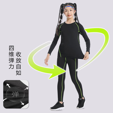 Children's Tight Clothes Training Clothes Quick-drying Clothes Elastic Sweat-absorbent Basketball Football Training Clothes Base Roller Skating Boxing Fitness Clothes
