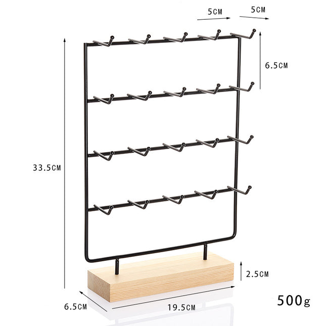 Solid Wood Iron Earring Rack Storage Hanging Earrings Earrings Cardboard Jewelry Rack Desktop Display Stall Jewelry Display Rack