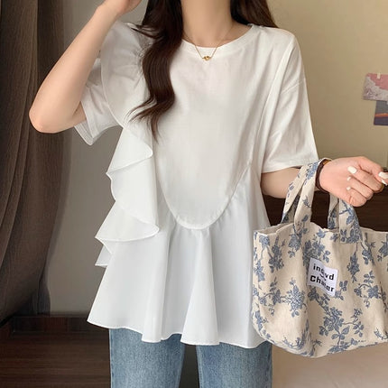 Tops, Summer Shirts for Small People, Loose Summer Shirts, Belly-Covering Ruffled Summer Shirts