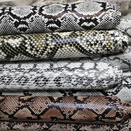Pu Snakeskin Pattern Leather Fabric, Python Pattern Leather for Bags, Anime Belts, Soft Bags, Headboard Backs, Artificial Leather with Animal Prints