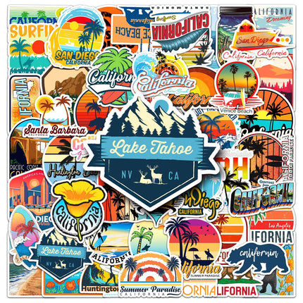 50 California Stickers California Cartoon Outdoor Landscape Travel Waterproof Decorative Hand Account Stickers