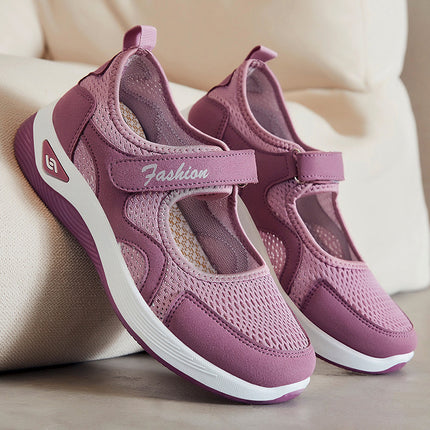 Shoes for Women 2025 Summer New Walking Shoes Mesh Breathable Women's Shoes Middle-Aged and Elderly Mother's Shoes Velcro Flats