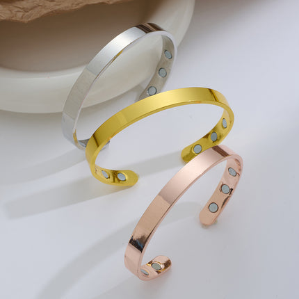 Cross-Border Hot Selling Magnetic Bracelet European and American Jewelry Pure Glossy Magnet Opening Rose Gold Bracelet Ring Set for Men and Women