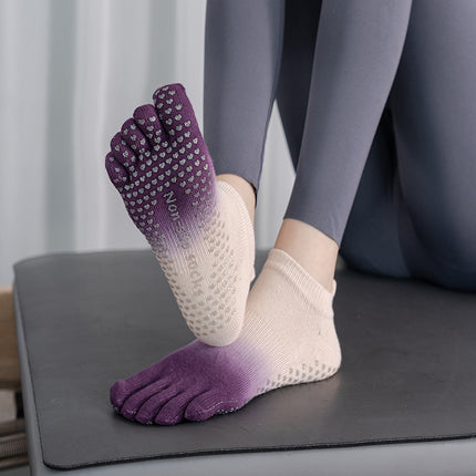 Toesox quality new gradient yoga socks tie-dyed backless five-finger socks sports pilates dispensing non-slip socks