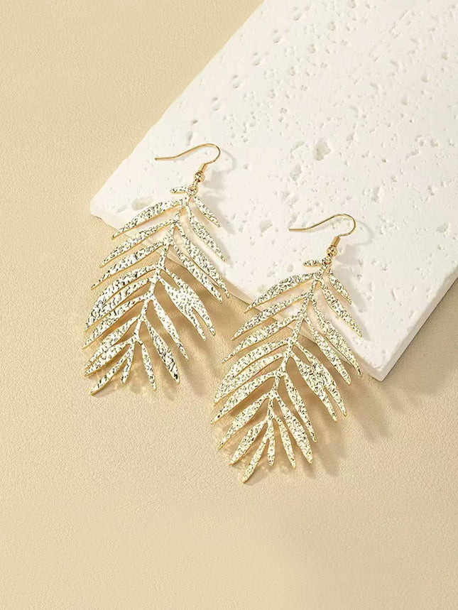 European and American Cross-Border Supply Retro Fashion Simple Leaf Tassel Earrings Elegant Simple Versatile Long Women's Earrings