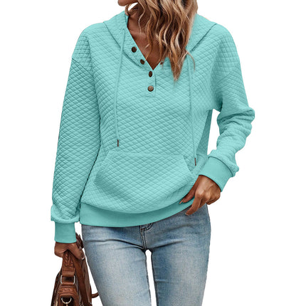 Trendy Plaid Long-Sleeve Sweatshirt Women's Hoodie Jacquard Knit Loose Pocket Top Cross-Border Women's New Fashion