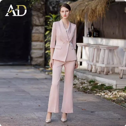 Spring and Autumn fashion green collar three-quarter sleeve professional suit suit goddess fan senior sense President fan formal wear overalls