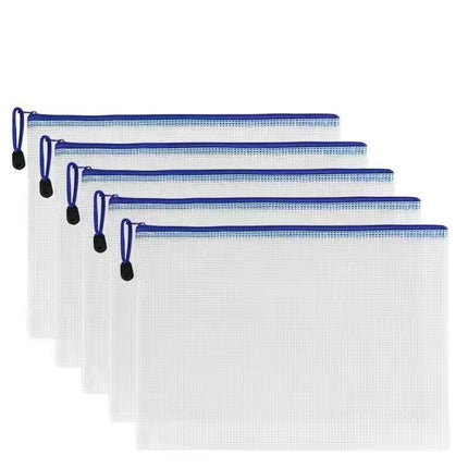 A4 Zipper Bag File Bag Office Transparent Waterproof Information Bag Folder Stationery Bag Test Paper Storage Bag Study Bag