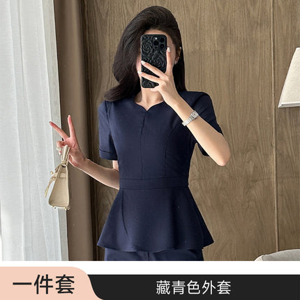 Summer Business Wear Short-sleeved Suit suit Women's Dress Slim-fit Temperament Hotel Front Desk Sales Department Jewelry Store Work Clothes