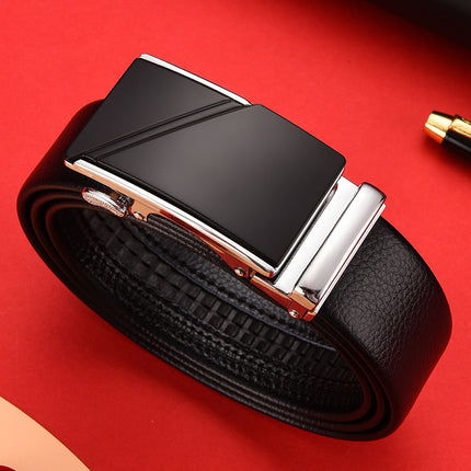 Automatic buckle belt men's business belt covered pig sausage belt versatile trendy belt one-piece delivery factory direct sales