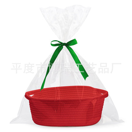 Modern Simple Style Storage Basket Cotton Rope Woven Snack Clothing Portable Storage Basket Oval Storage Basket Gift Basket