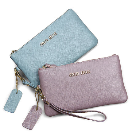 Ultra-thin Top Layer Cowhide Clutch Bag Women's All-match Fashion Big Brand Zipper Mobile Phone Bag Genuine Leather Long Wallet New