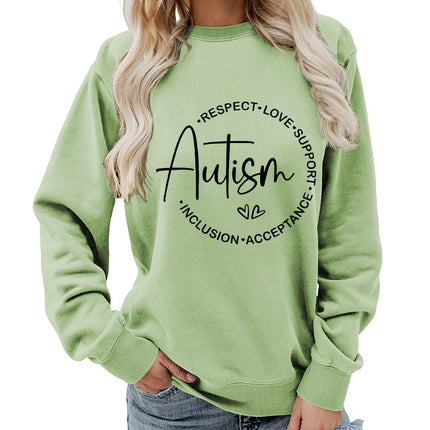 Foreign trade supply autism printing round neck women's coat vests foreign trade supply autumn and winter coat leisure wide pine Europe