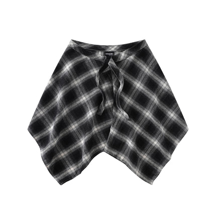 A generation of hair folding artifact color plaid fart curtain one-piece lace-up high street irregular hem Joker skirt