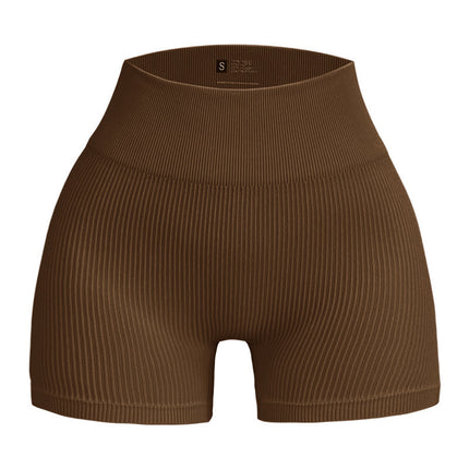 Cross-Border European and American Style Ribbed Tight-Fitting Women's Shorts and Long Pants with High Elasticity, Solid Color, Butt-Lifting Yoga Pants, Fitness Sports Leggings