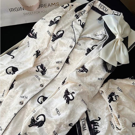 Yd Homewear 2026 Autumn/Winter New Cat-Themed High-End Velvet Pajamas for Women, Internet Celebrity Style, Plus Size, Popular on Xiaohongshu