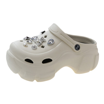Women's High-Heeled Clogs for Outdoor Wear, Ultra-Thick Sole Height-Increasing Non-Slip Beach Sandals, Closed-Toe Sandals for Women, Summer 2025 Outdoor Wear