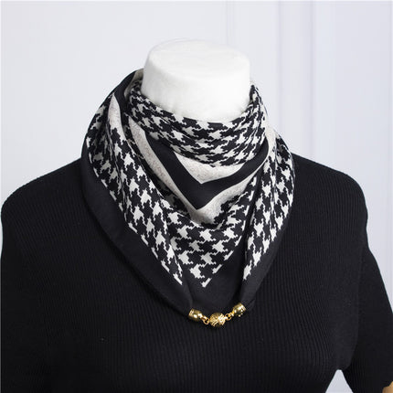 2025 New Silk Scarf Autumn and Winter Cold Protection Neck Protection Anti-Rubbing Collar Square Scarf 68cm Silk Scarf Magnetic Buckle Western Style Scarf