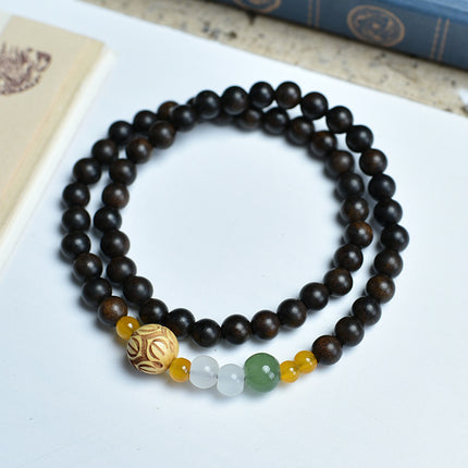 Shen Guibao Chen Xiang 8mm Double Ring Half Bracelet Barrel Bead Bracelet Five Sutra String Beads Niche Wen Play Jewelry Wholesale