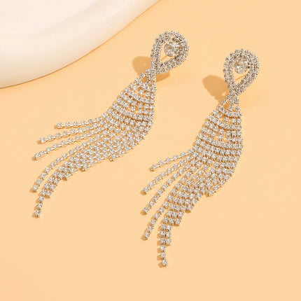 Factory direct approval of European and American temperament vintage jewelry fashion bride Joker earrings diamond tassel earrings earrings