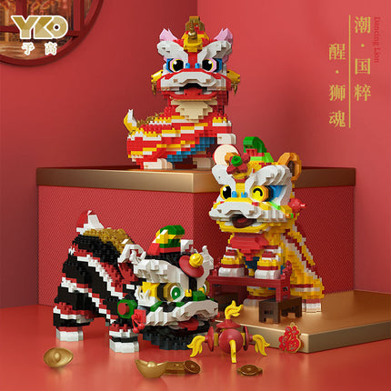 Yu Gao micro-particle assembled creative toy building blocks P1181-1183 lion dance series wholesale generation