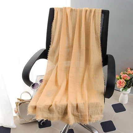 New Spring and Summer Fashion Cotton and Linen Solid Color Headscarf Beach Towel Sun Protection Large Size Silk Scarf Shawl for Women