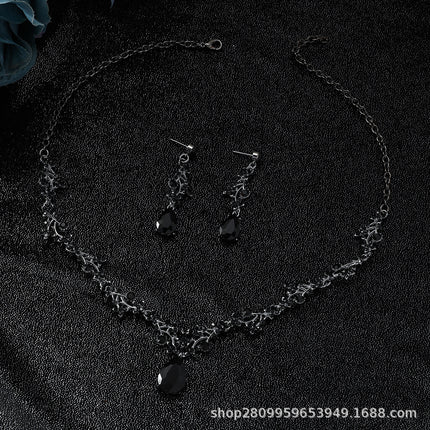 Jewelry Set Chain Crystal Diamond Gift Set Bridal Wedding Necklace Earrings Two-Piece Set Factory Direct Sale