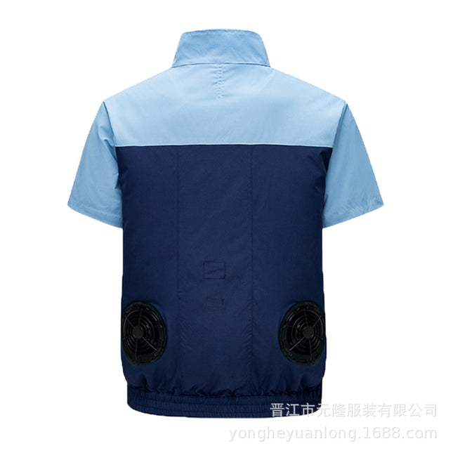 Cross-Border Summer Cooling Air-Conditioning Clothing with Fan Refrigeration Workwear Outdoor Heatstroke Prevention Fan Clothing Men's Labor Protection Clothing Work Clothes