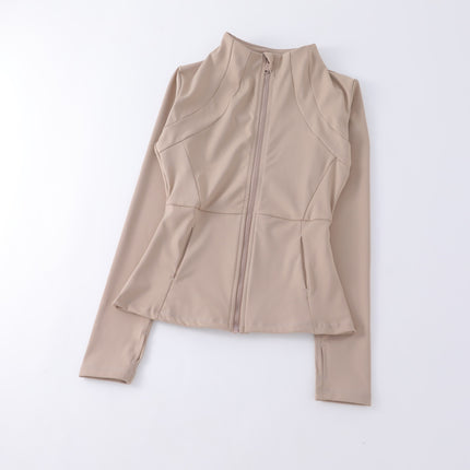 Yoga Clothing Women's Spring and Summer Vertical Collar Zipper Jacket Slim-fit Sun Protection Slimming Long-sleeved High-end Running Sports Fitness Top