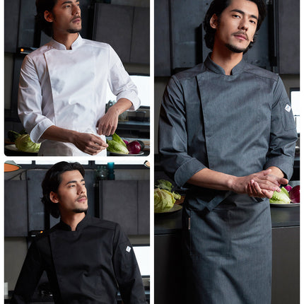 Tesmei's New Chef Work Clothes Long-Sleeved Men's Four-Season Hotel Western Restaurant Baking and Pastry Clothing Professional Short-Sleeved